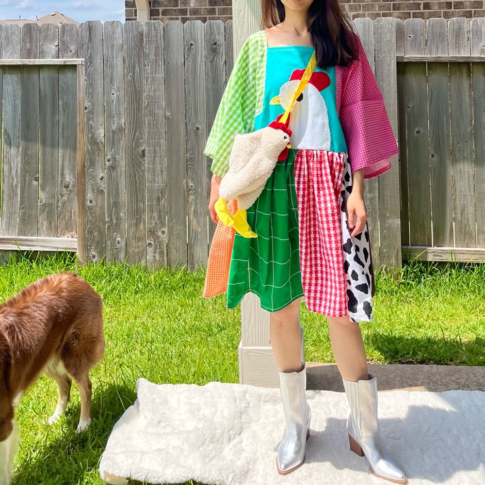 Handmade Rainbow Farm Bandana Dress SKU 05275 Chicken Patchwork - Picture 9 of 10